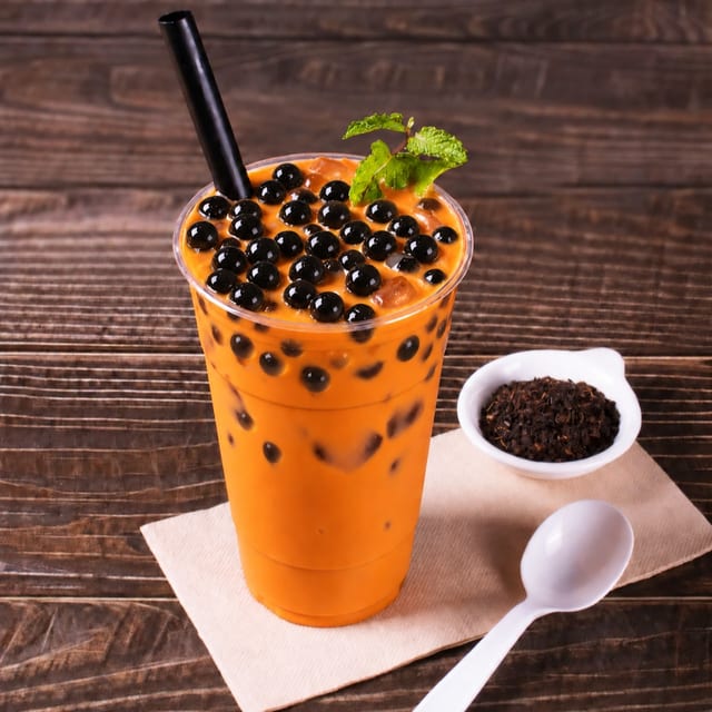 Thai tea bubble tea.
