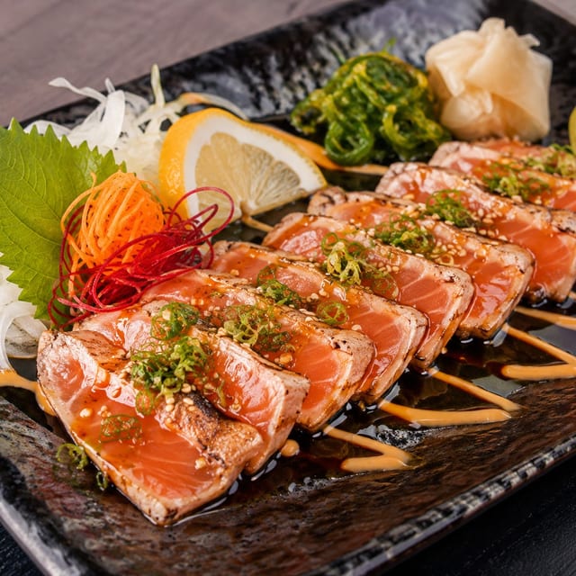 Pine Tataki Salmon Plate.