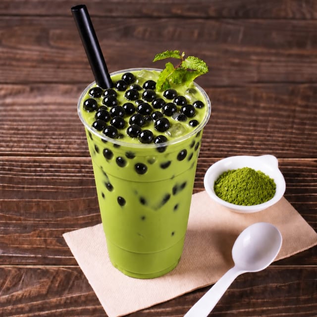Macha boba tea.