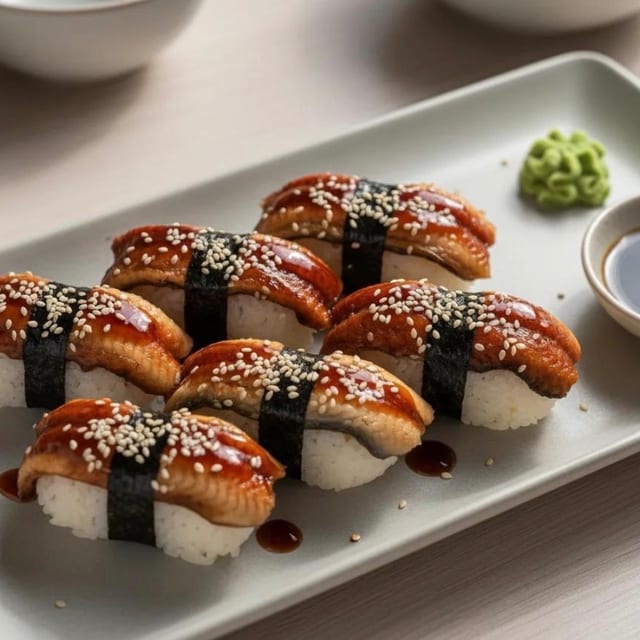Pine Unagi Nigiri Plate.
